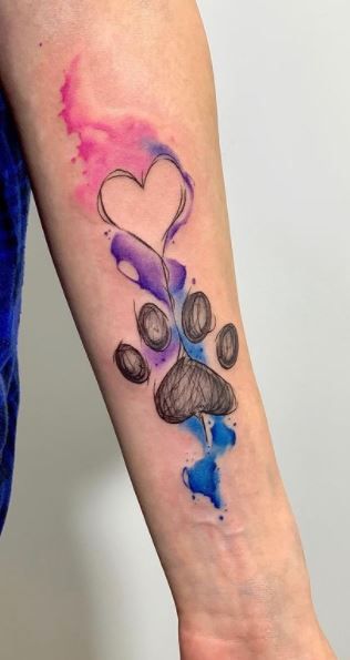 Watercolor Paw Print Tattoos
