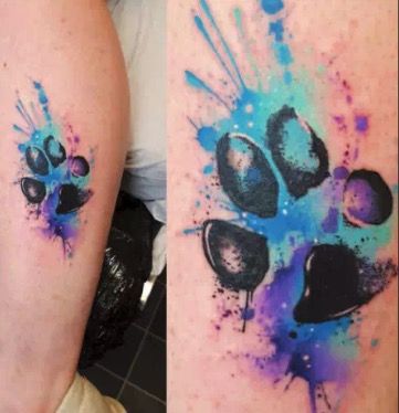 Watercolor Paw Print Tattoos