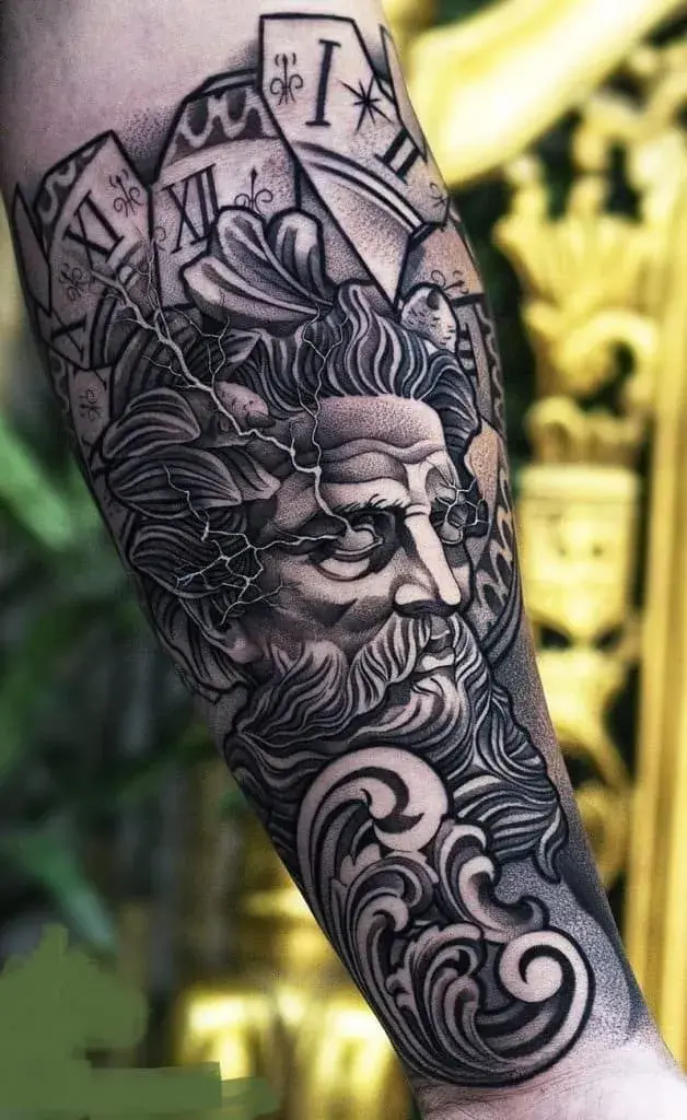 Minimal Zeus tattoo laurel leaf — single thin leaf ankle simple victory symbol