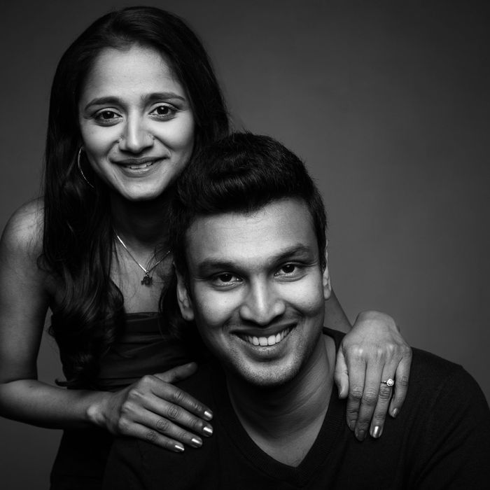 Happy couple, black and white portrait, Panther Studios