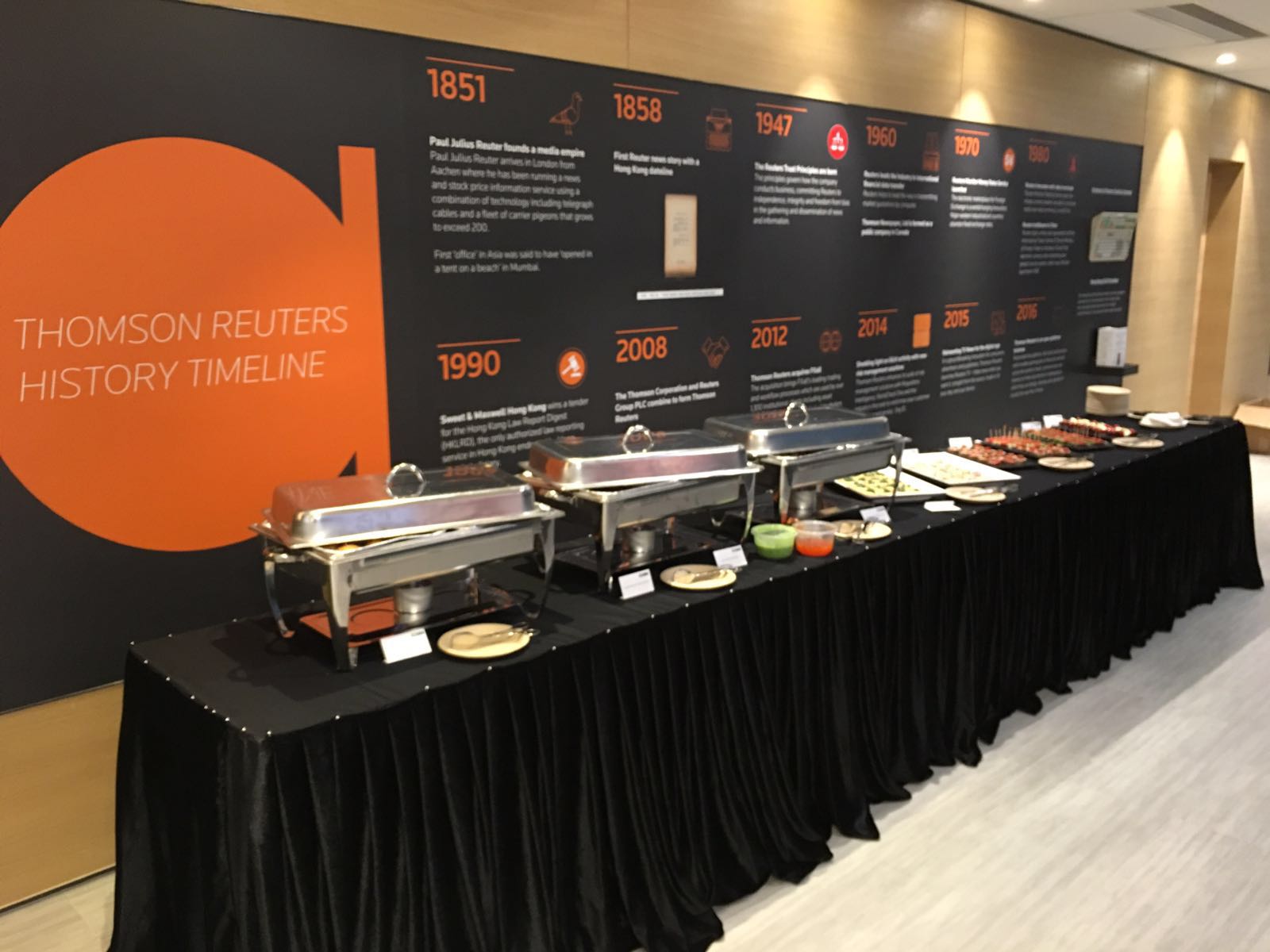 Buffet set-up at news agency
