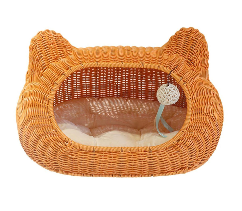 Küçük resim: Kulak Detaylı Rattan Kedi Evi