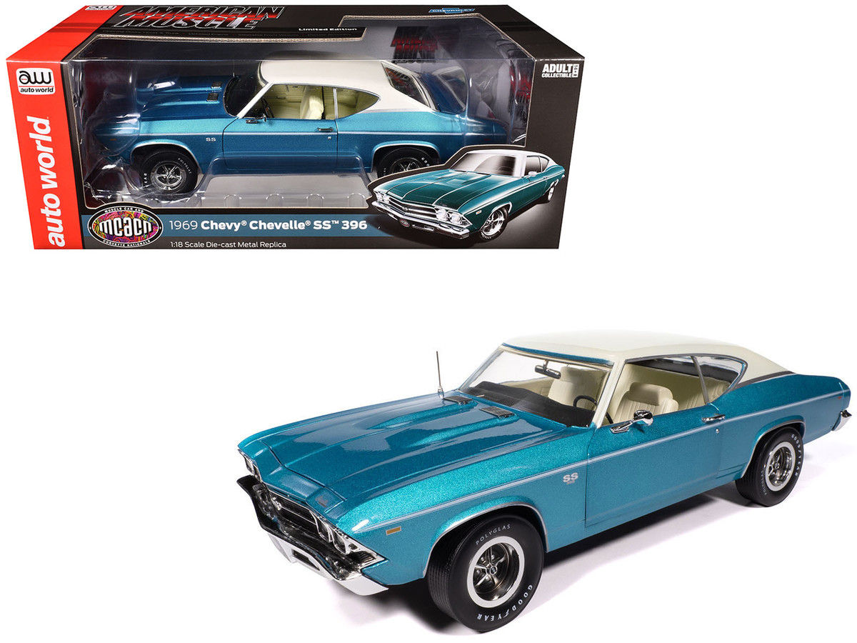 Autoworld Diecast 1/18 1969 Chevrolet Chevelle SS 396 Azure Turquoise Metallic