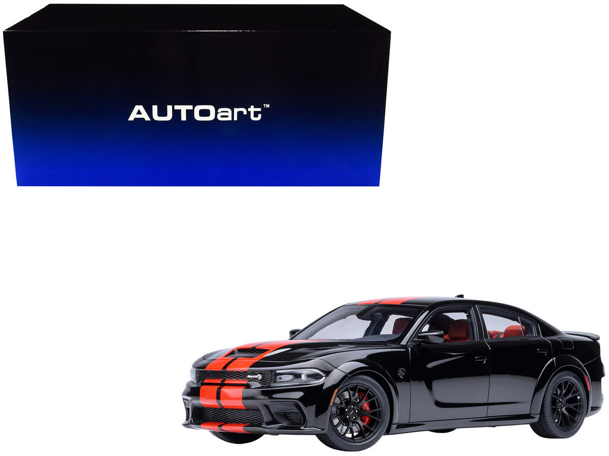 Autoart Resin 1/18 Dodge Charger SRT Hellcat Redeye Pitch Black with Red Stripes