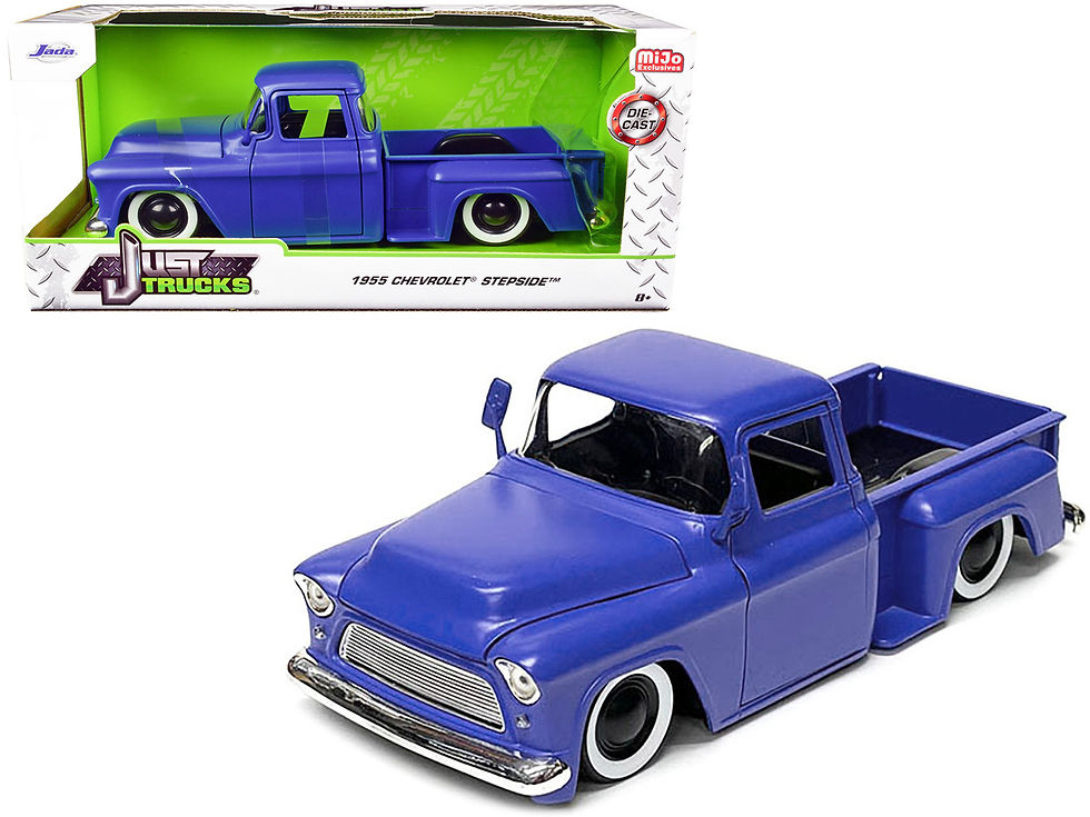 Jada Diecast 1/24 1955 Chevrolet Stepside Pickup Truck Matt Blue