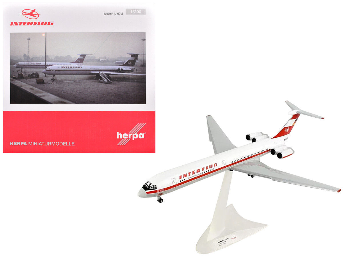 GeminiJets Diecast 1200 Ilyushin IL-62M Commercial Aircraft "Interflug"
