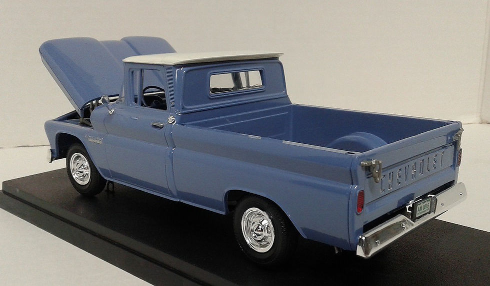 Thumbnail: Blue AMT 1:25 Scale '60 Chevrolet Custom Fleetside pickup truck model