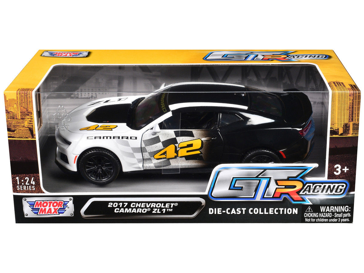 Motormax Diecast 1/24 2017 Chevrolet Camaro ZL1 #42 Black and White