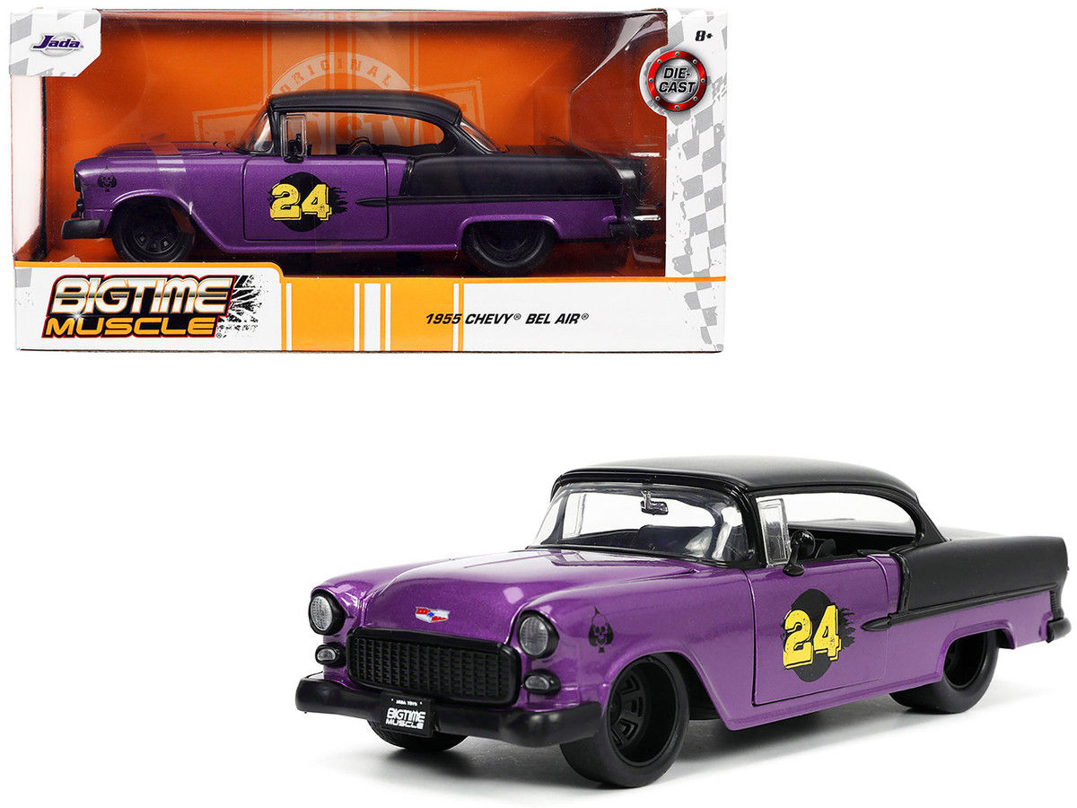Jada Diecast 1/24 1955 Chevrolet Bel Air #24 Purple Metallic & Matt Black
