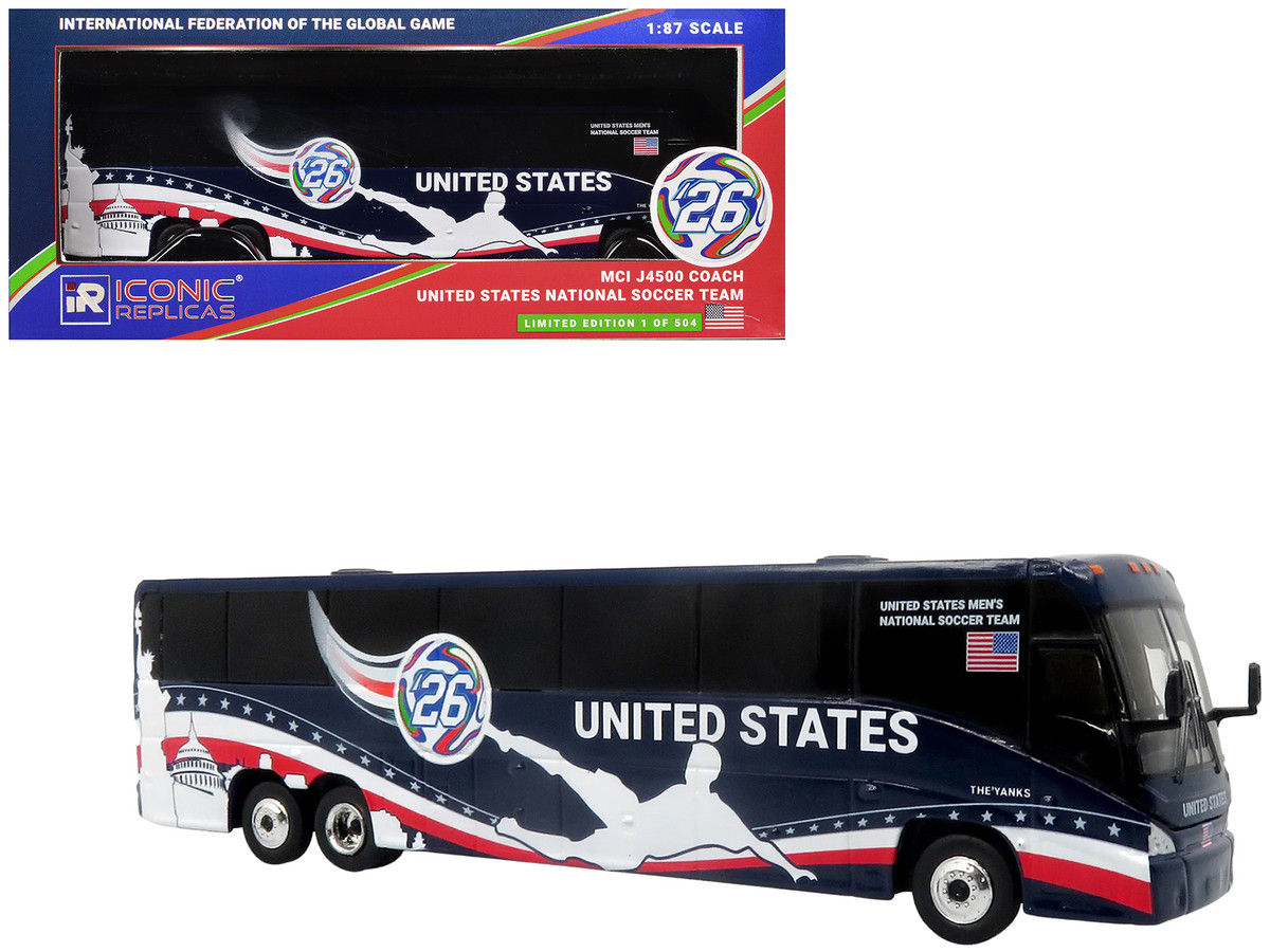Iconic Replicas Diecast 1/87 MCI J4500 Coach Bus "U.S. National Soccer Team"