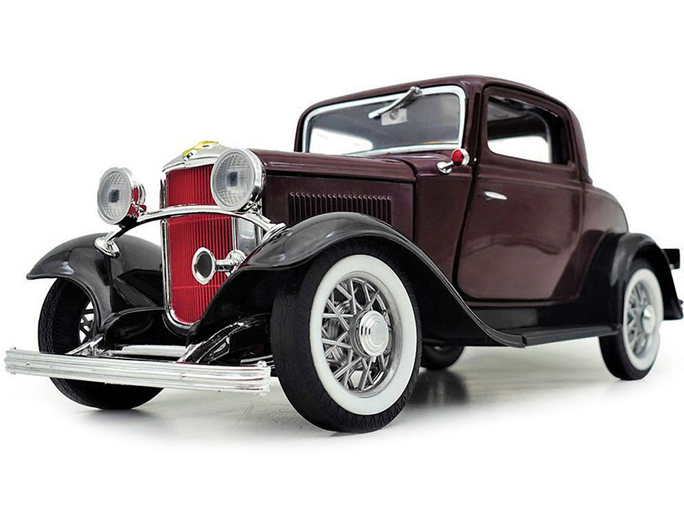 Miniatura: Road Signature Diecast 1/18 1932 Ford 3-Window Coupe Burgundy with Black Top