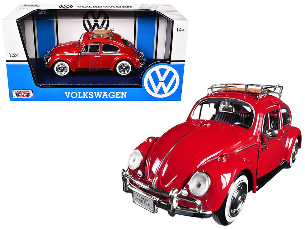 Motormax 1/24 Diecast Car 1966 Volkswagen Beetle Red