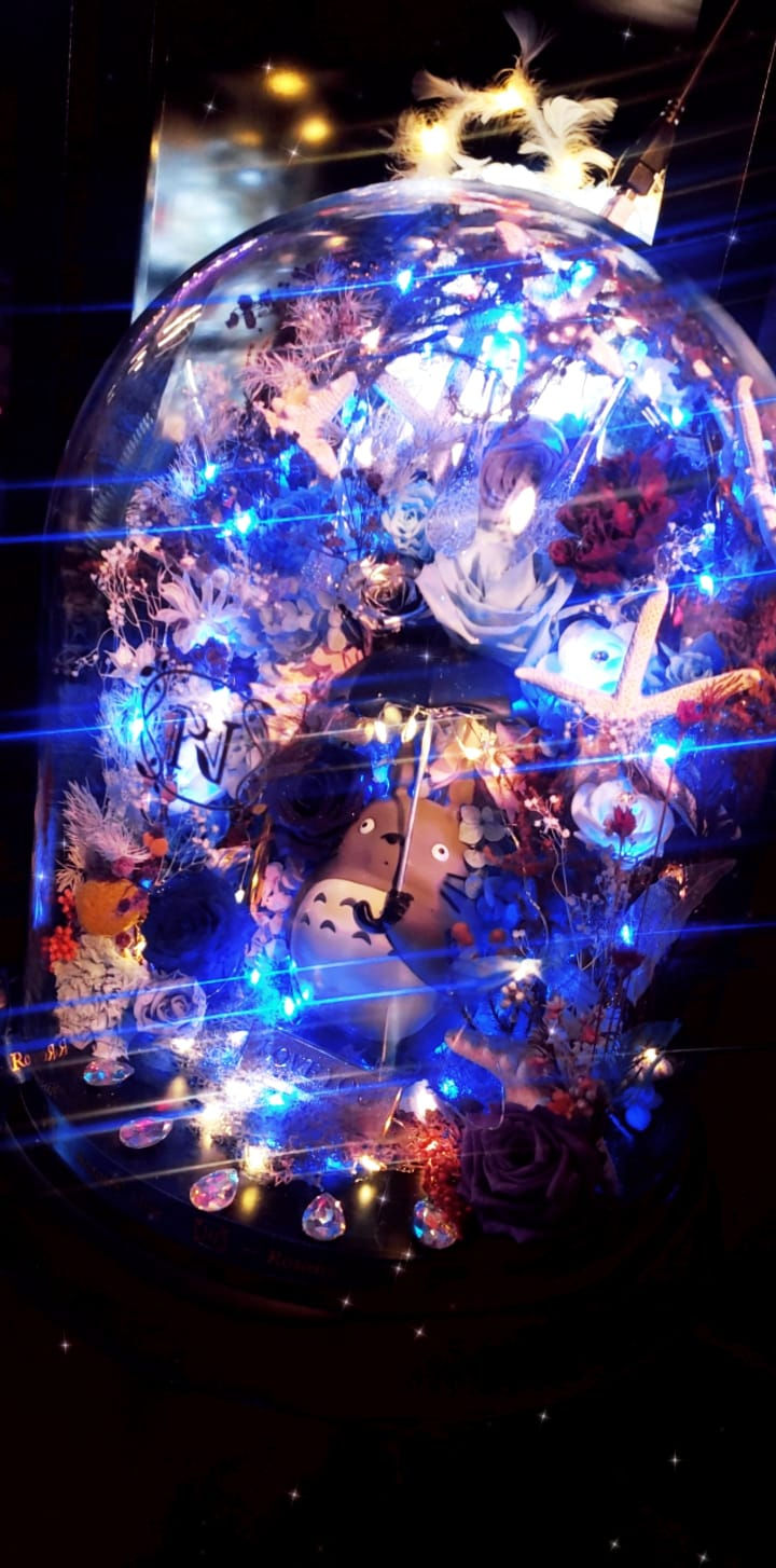 縮圖：【 ⚜️ 玻璃卡通主題花 | 永生花 & 發光花 】 龍貓設計⚜️