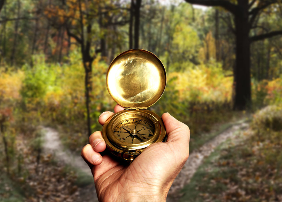 Hand Holding Gold Compass