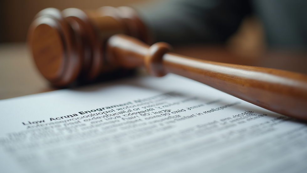 Close-up view of a legal document with a gavel