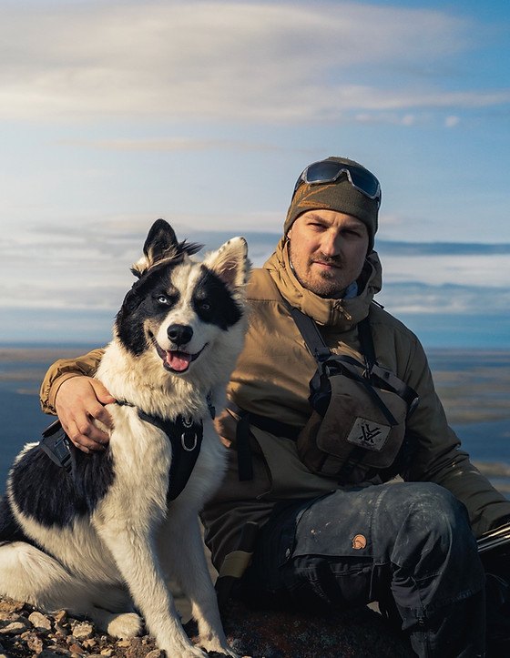 Brodie with his sled dog Kenai