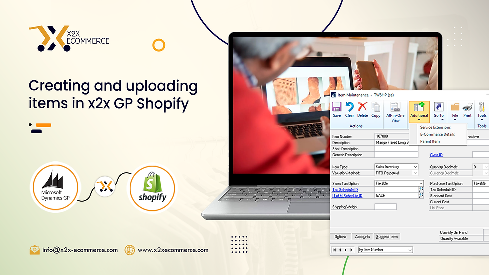 Creating & uploading item in x2x GP-Shopify