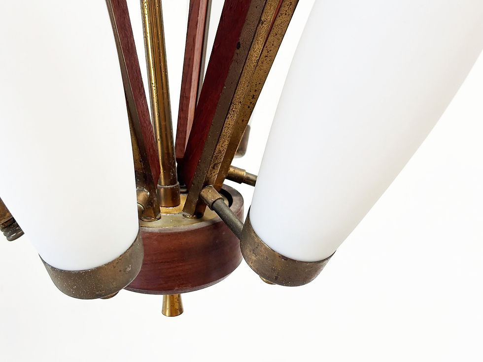 Thumbnail: Italian teak and brass chandelier