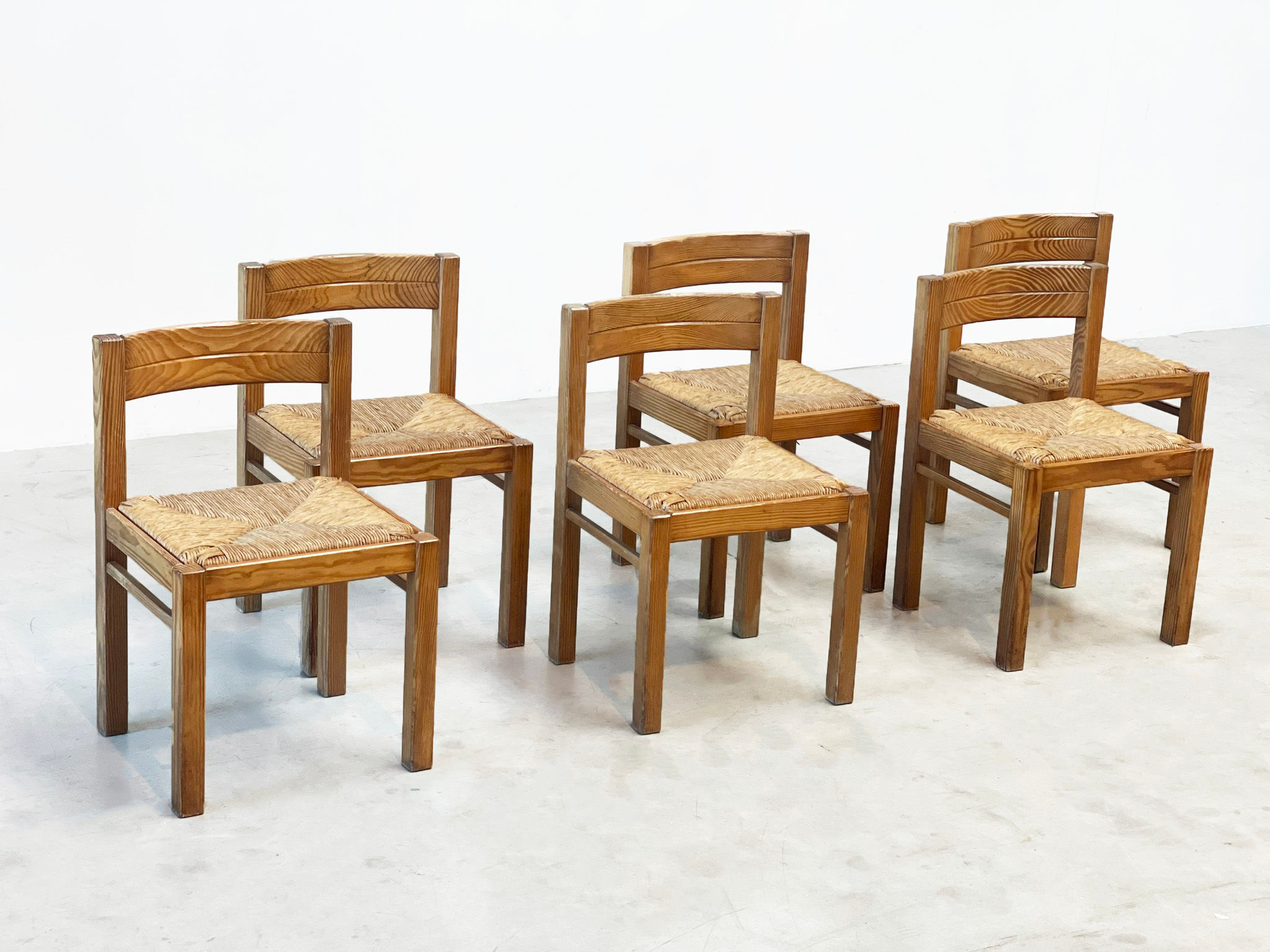 Brutalist rattan dining chairs