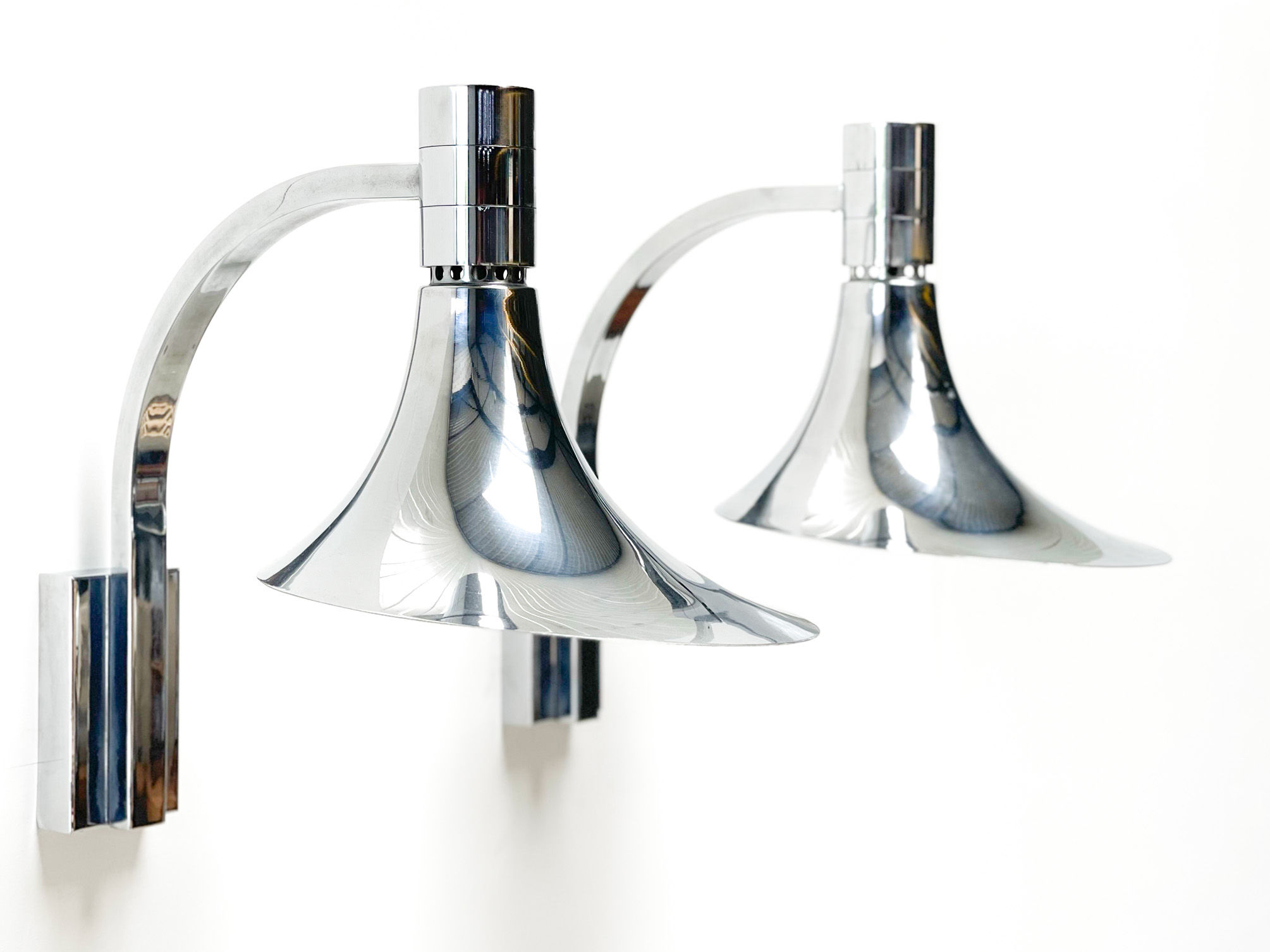 Pair of Franco Albini trumpet wall lamps