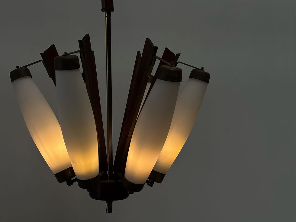 Thumbnail: Italian teak and brass chandelier