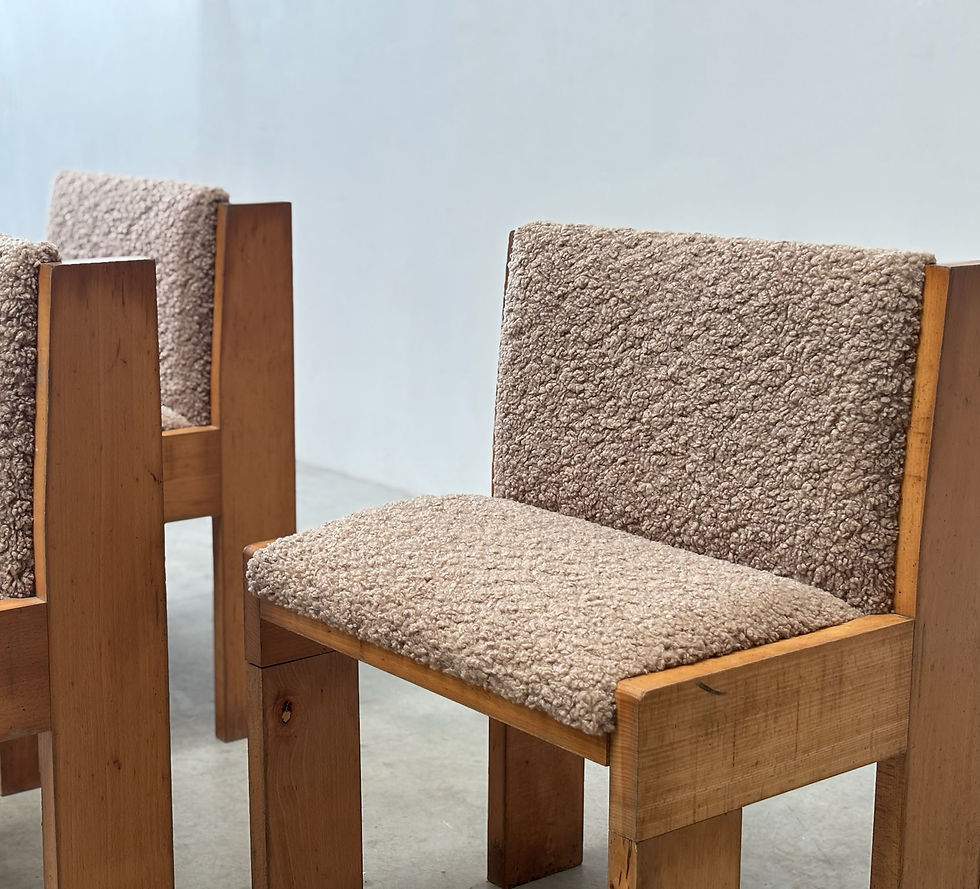 Thumbnail: Set of six brutalist cubist-style dining chairs