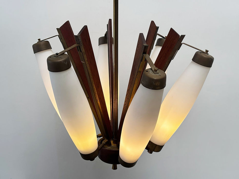 Thumbnail: Italian teak and brass chandelier