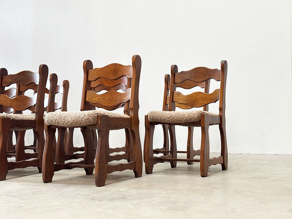Thumbnail: Set of 12 brutalist razorback dining chairs
