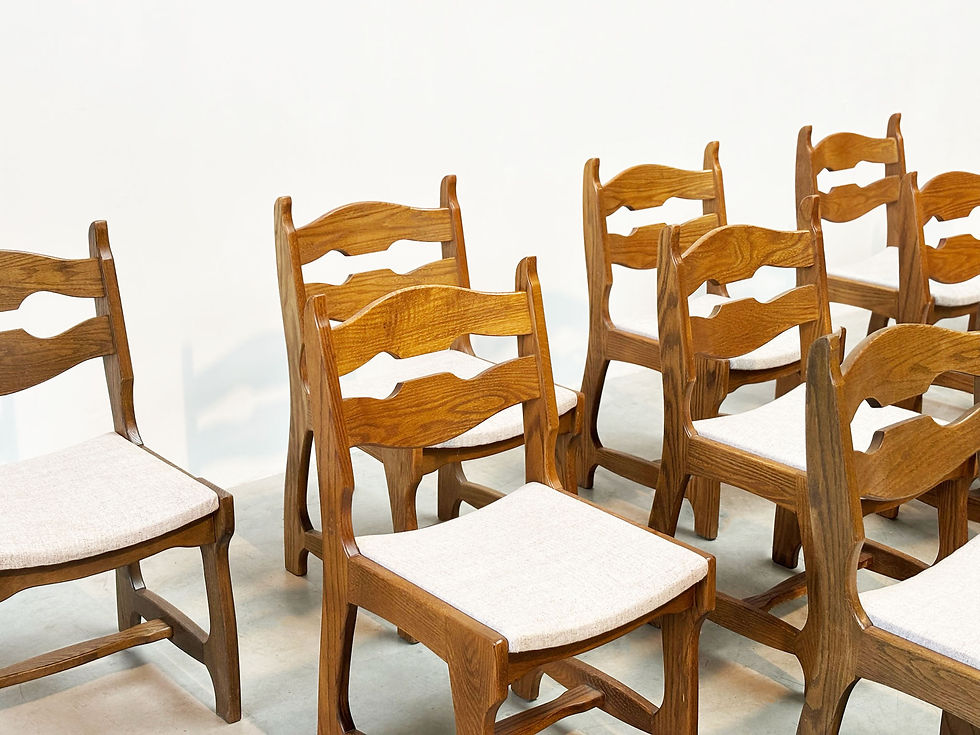 Thumbnail: Set of 12 brutalist razorback dining chairs