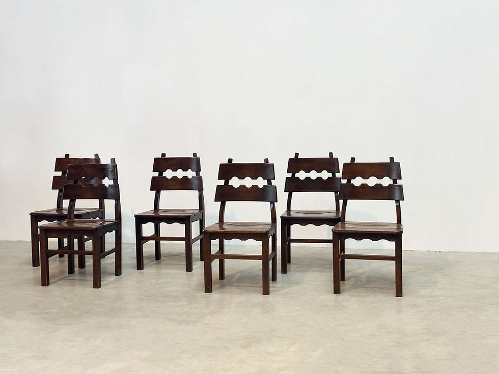 Set of six razorblade dining chairs attr. to Henning Kjærnulf