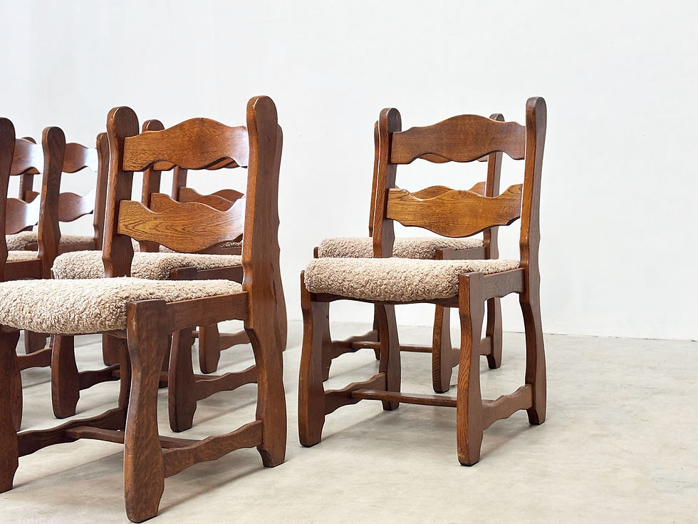 Thumbnail: Set of 12 brutalist razorback dining chairs
