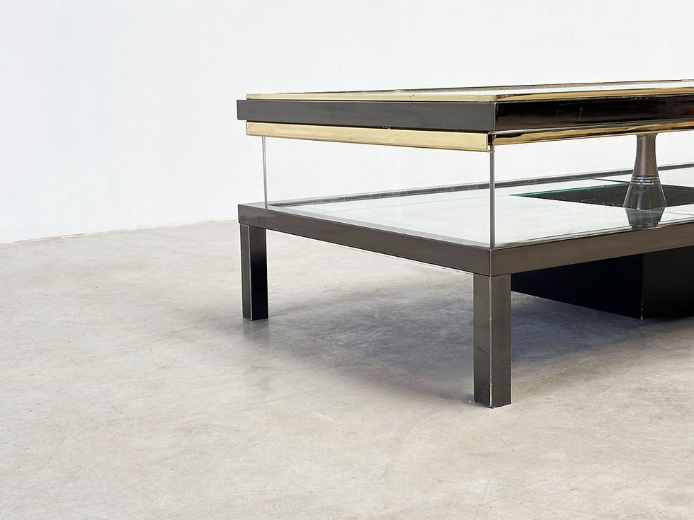 Thumbnail: Rare Maison Jansen (attr.) sliding coffee table with bottle holder