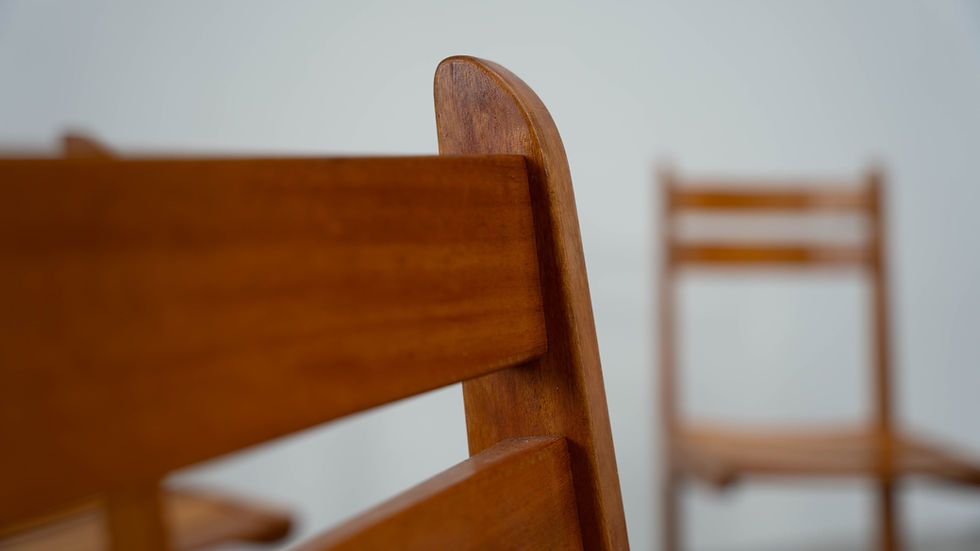 Thumbnail: Set of six sculptural oak dining chairs