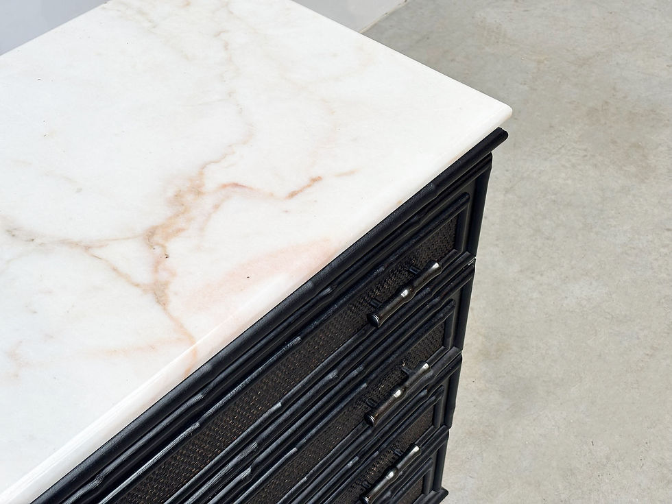 Thumbnail: Black rattan cabinet with marble top