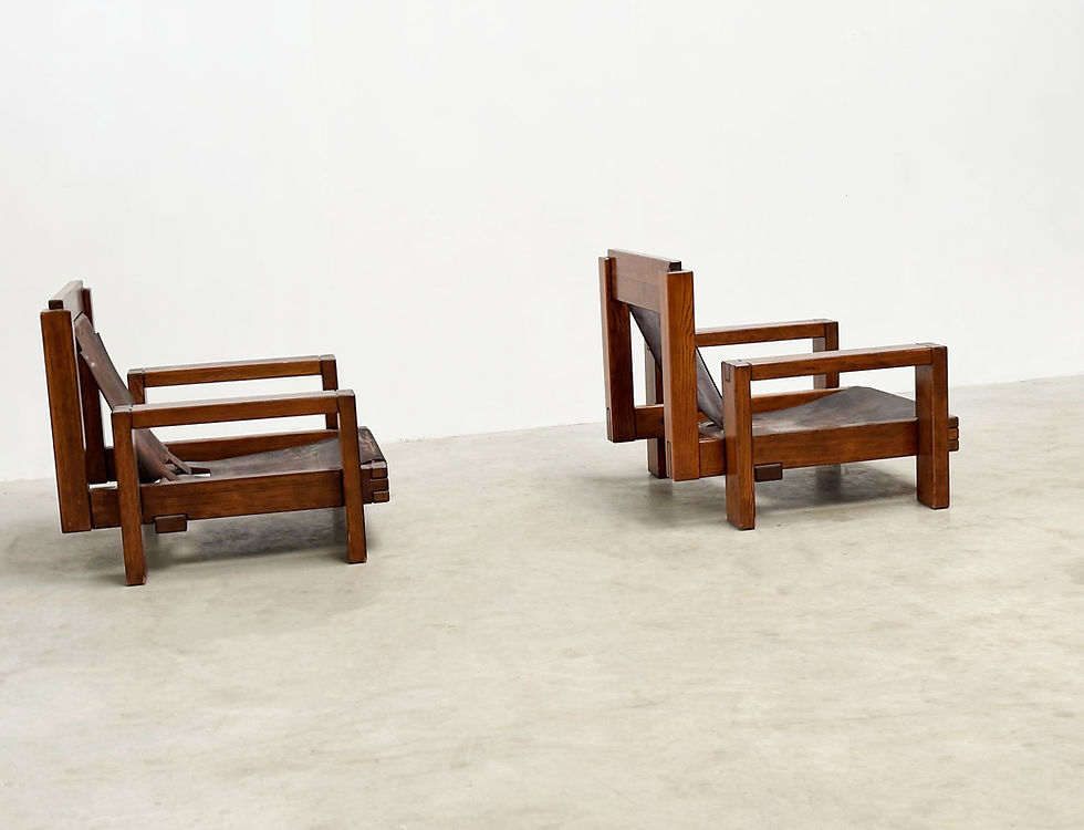 Thumbnail: Set of two brutalist lounge chairs