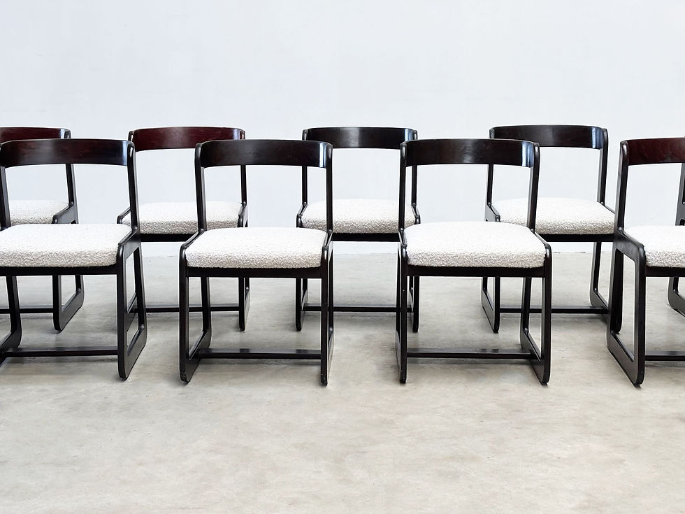Thumbnail: XL set of 11 Italian dining chairs attr. to Willy Rizzo