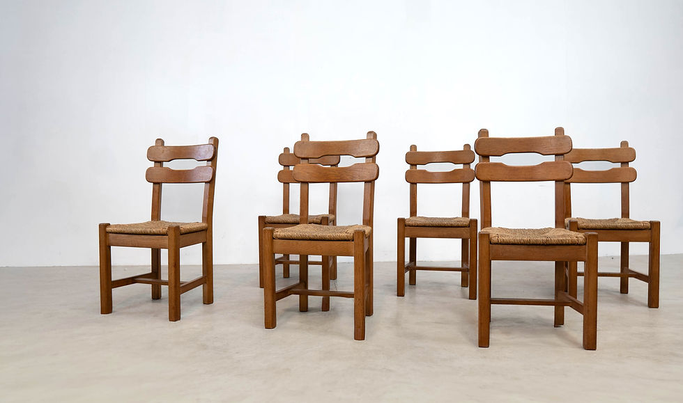 Thumbnail: Set of six French dining chairs