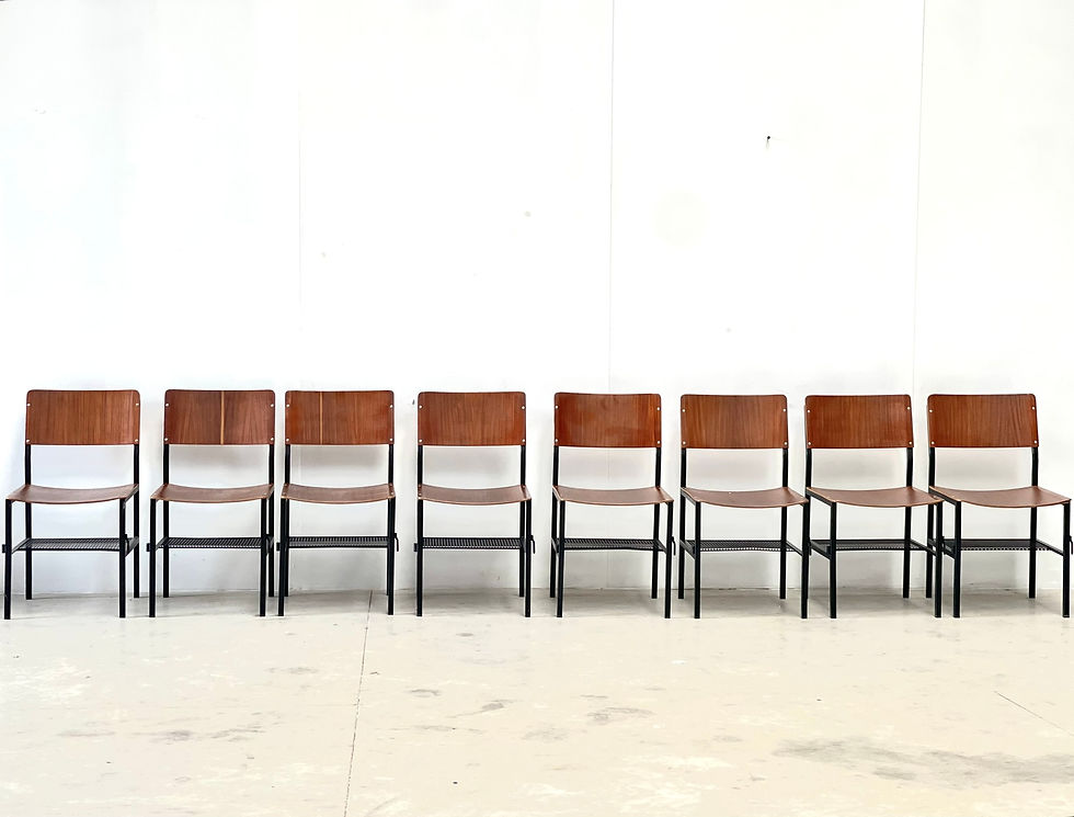 Thumbnail: Set of eight modernist dining chairs