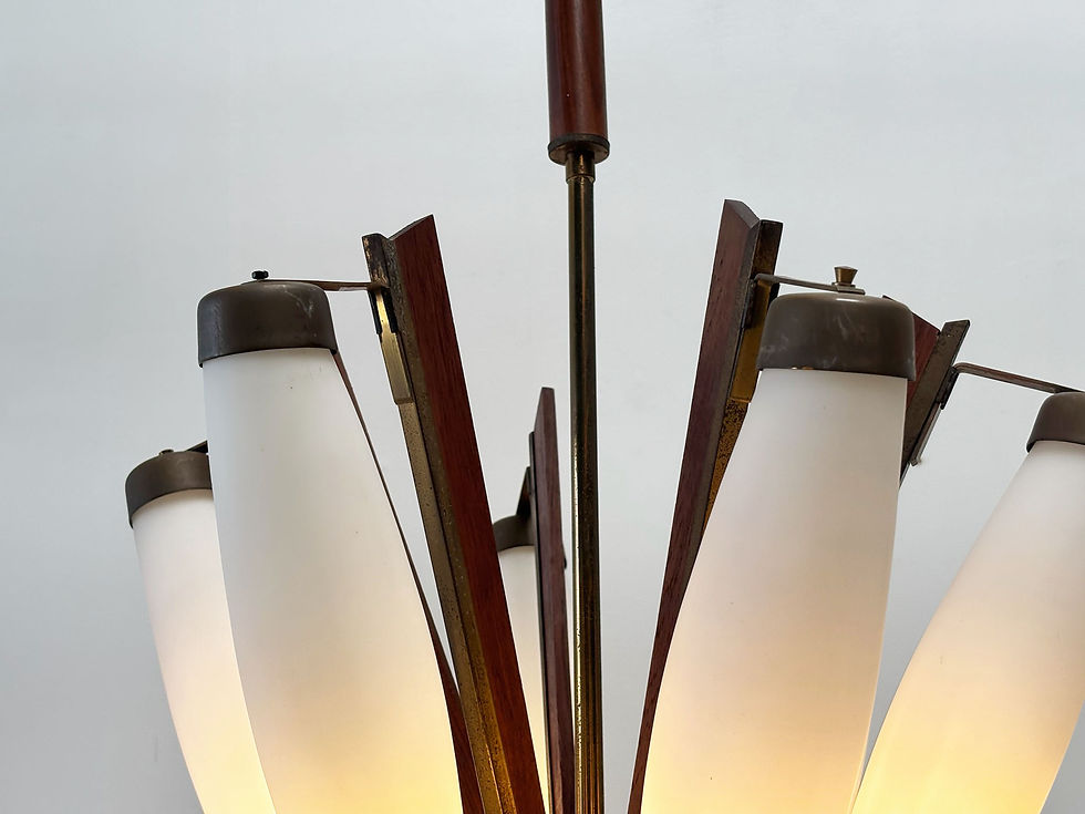 Thumbnail: Italian teak and brass chandelier