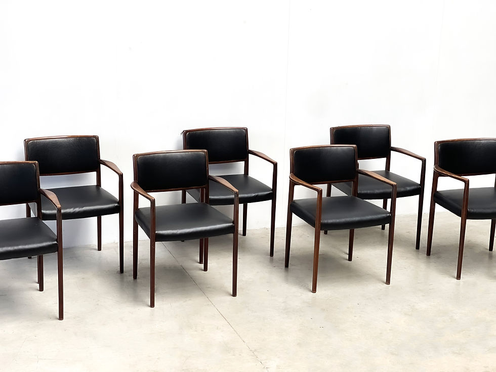 Thumbnail: 7 dining chairs attr. to Niels Moller