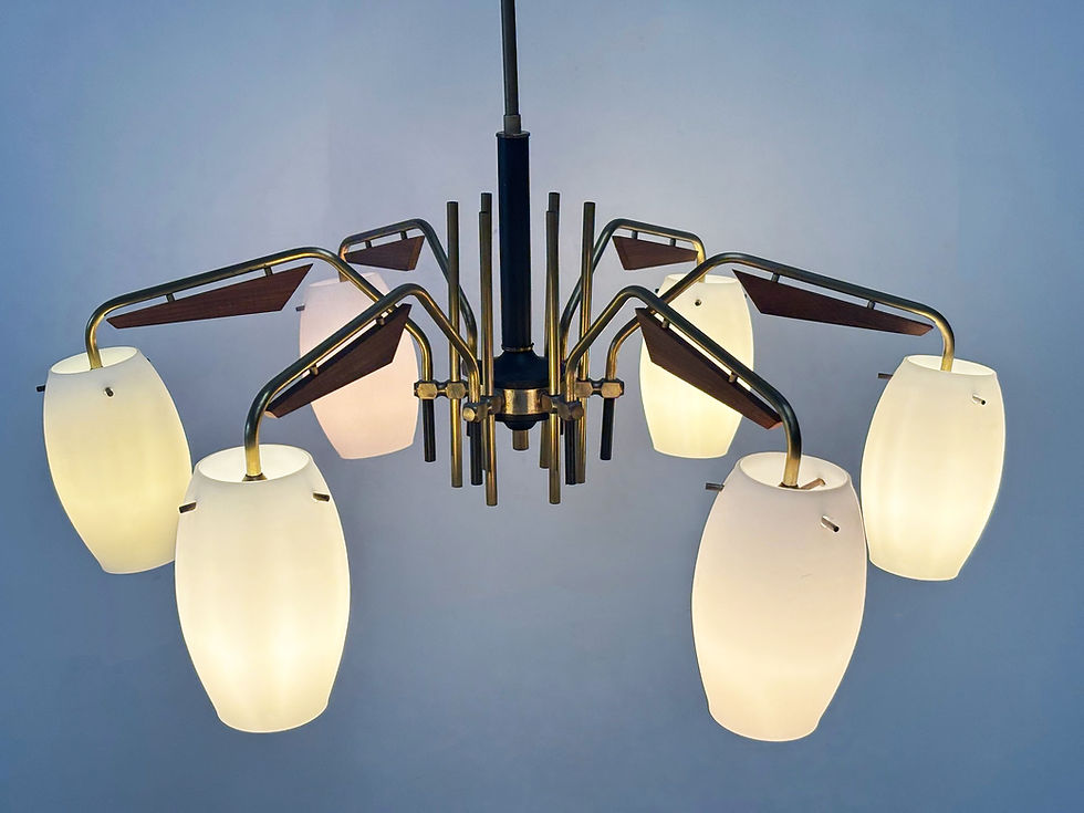 Thumbnail: Italian teak and brass chandelier