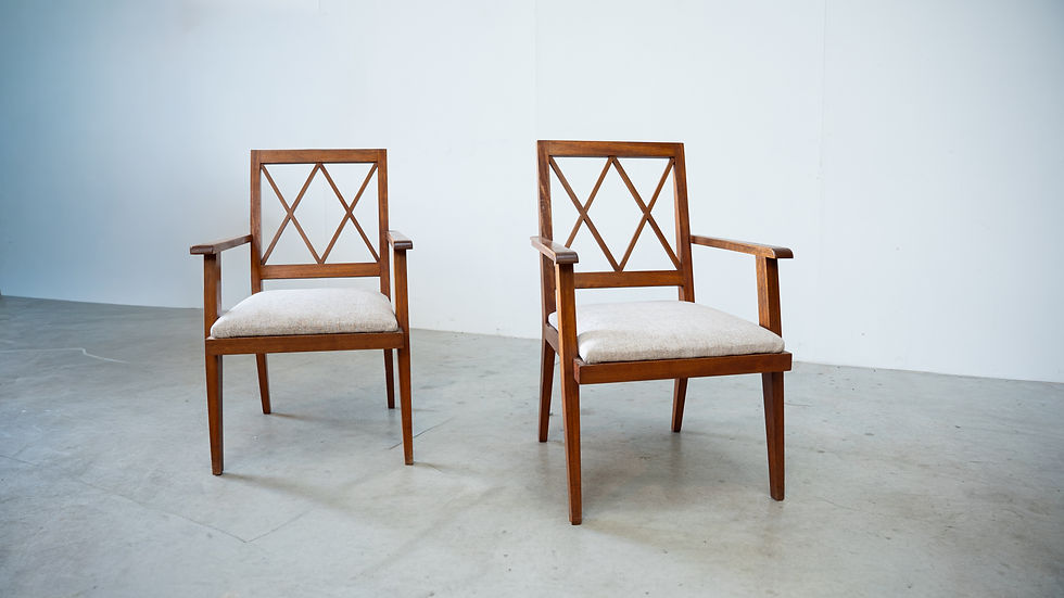 Thumbnail: Set of two early French lounge chairs