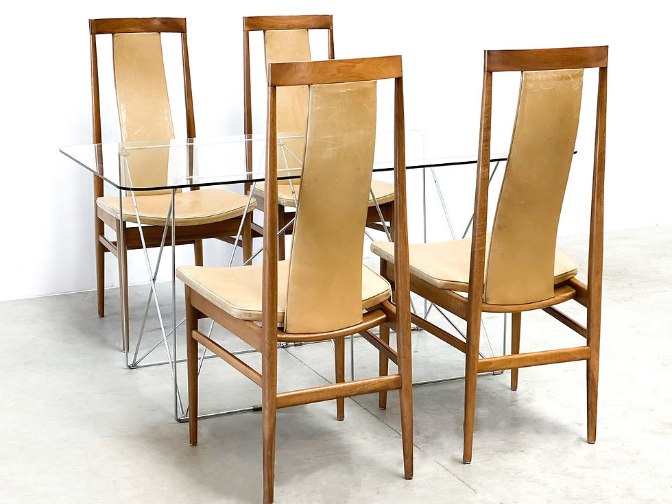 Thumbnail: 4 "high back" oak chairs