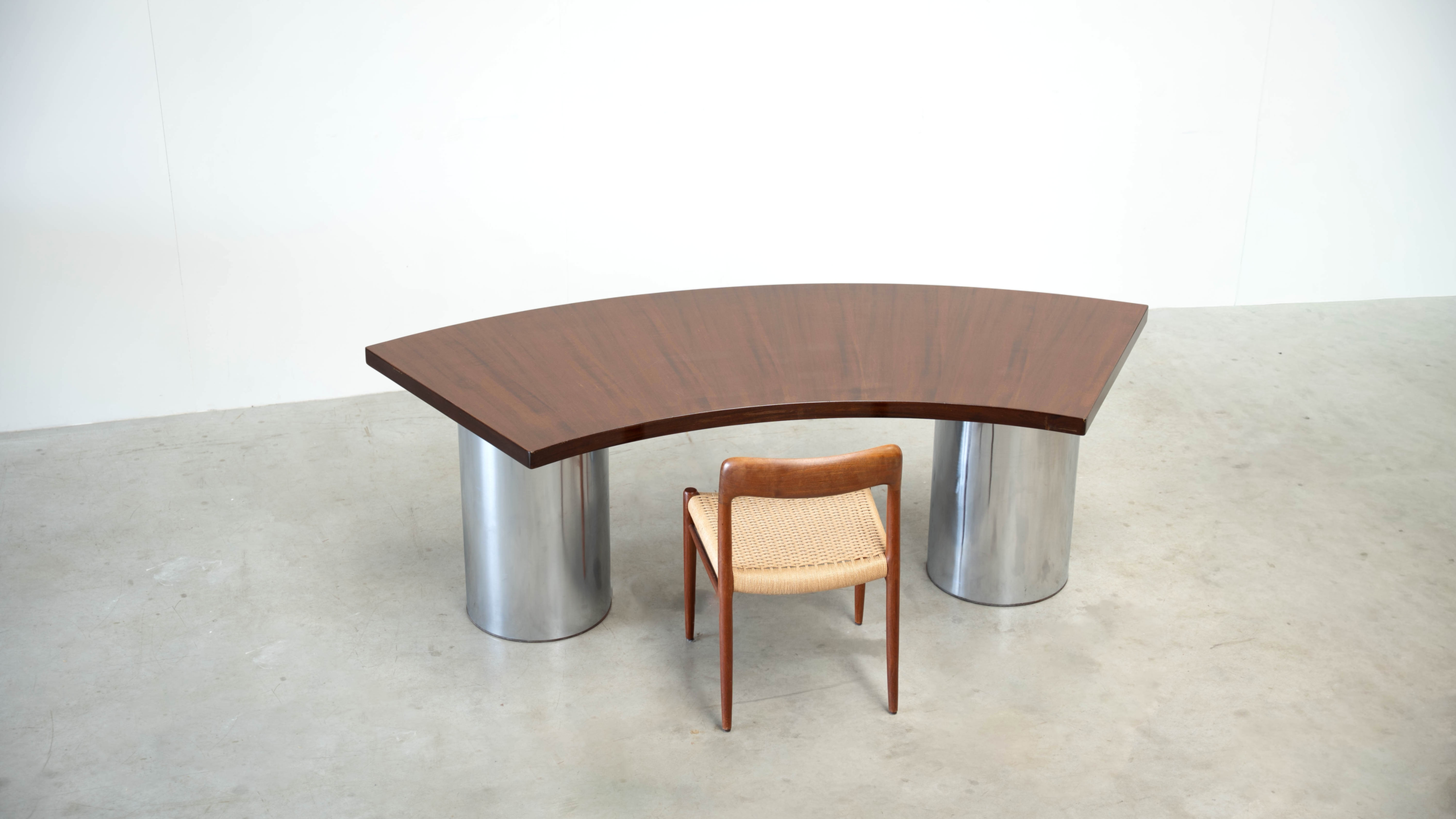 Italian walnut and chrome desk