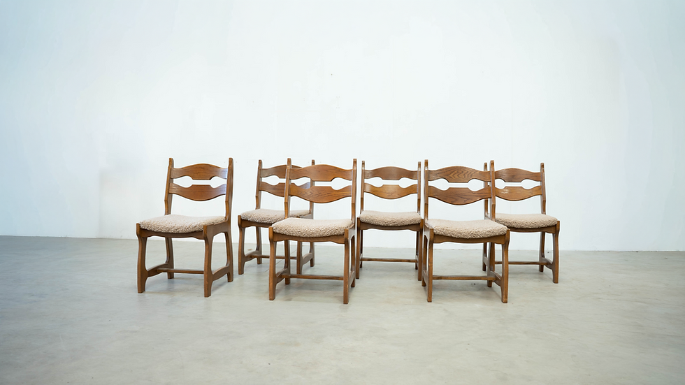 Thumbnail: Set of six brutalist razorback dining chairs
