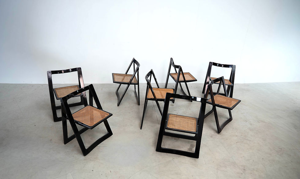Thumbnail: Set of eight folding dining chairs designed by Aldo Jacober for Alberto Bazzani