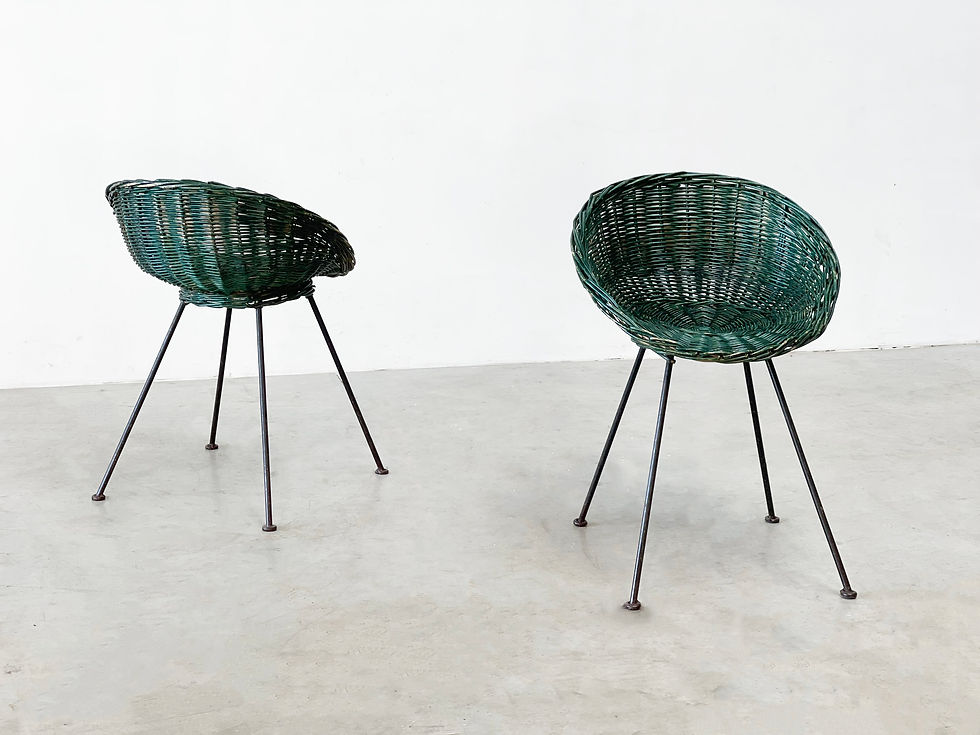 Thumbnail: Set of two rattan easy chairs