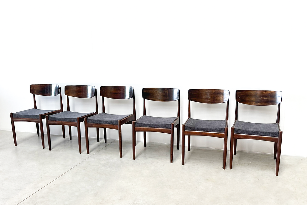 Thumbnail: Set of six vintage dining chairs