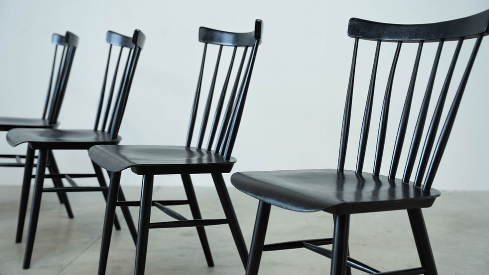 Thumbnail: Set of four spindle back dining chairs