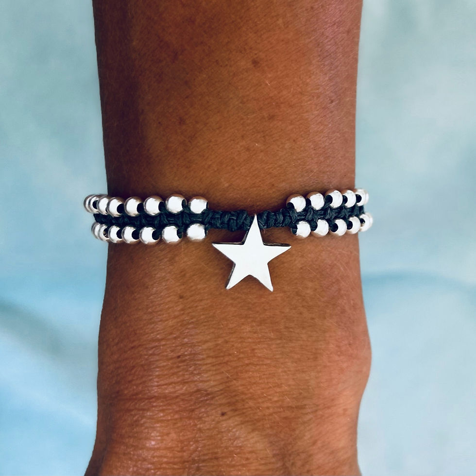 925 Silver Star Charm Bracelet with silver beads